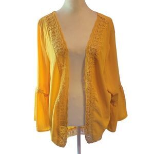 PRETTODAY Women's Summer Kimono Cardigans Mustard Size Large
